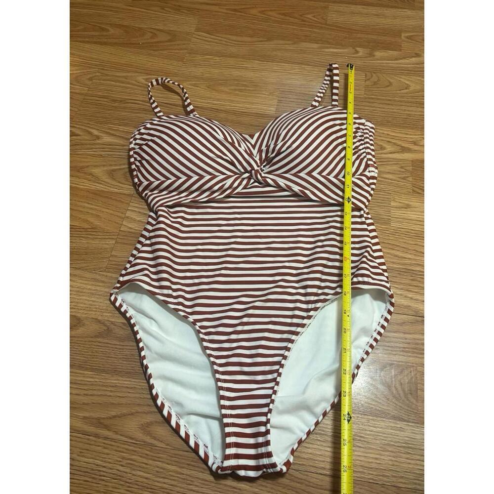 Kona Sol Red & White Stripe One Piece Swimsuit Size Large - Picture 5 of 6